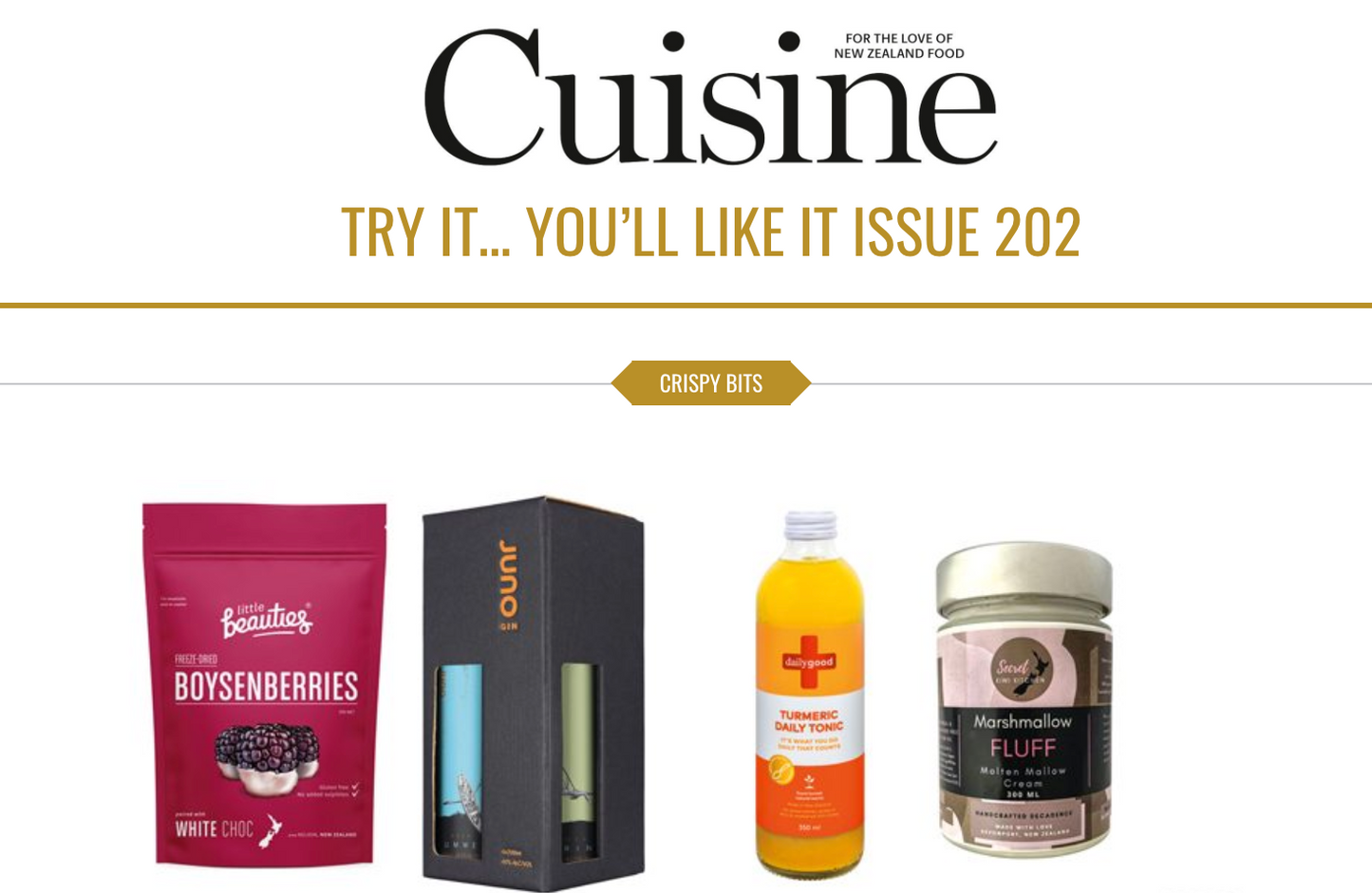 Secret Kiwi Kitchen's Marshmallow Fluff Featured In Cuisine Magazine
