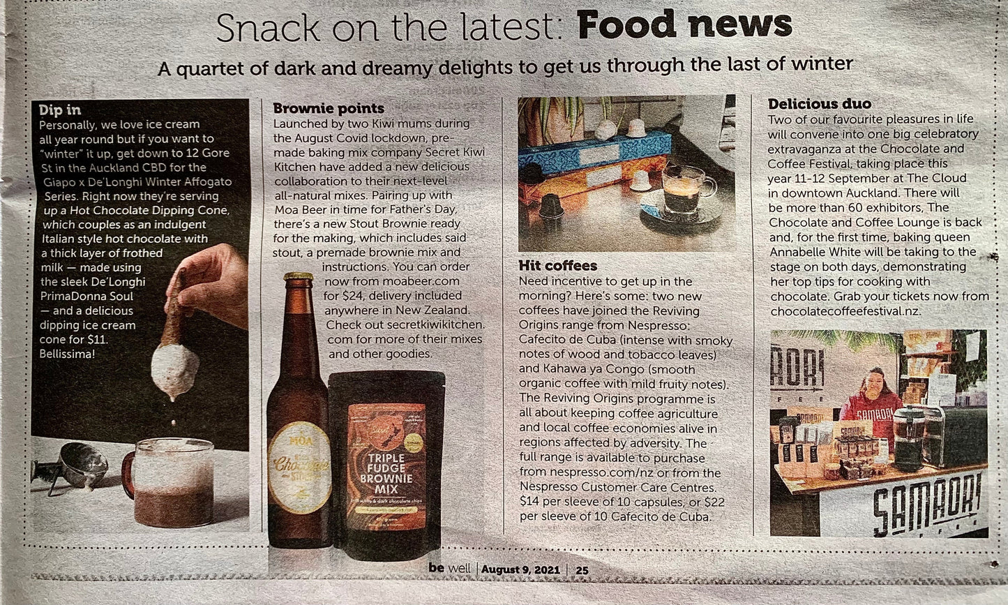Secret Kiwi Kitchen Moa Beer Stout Brownie Bundle as Featured in The New Zealand Herald
