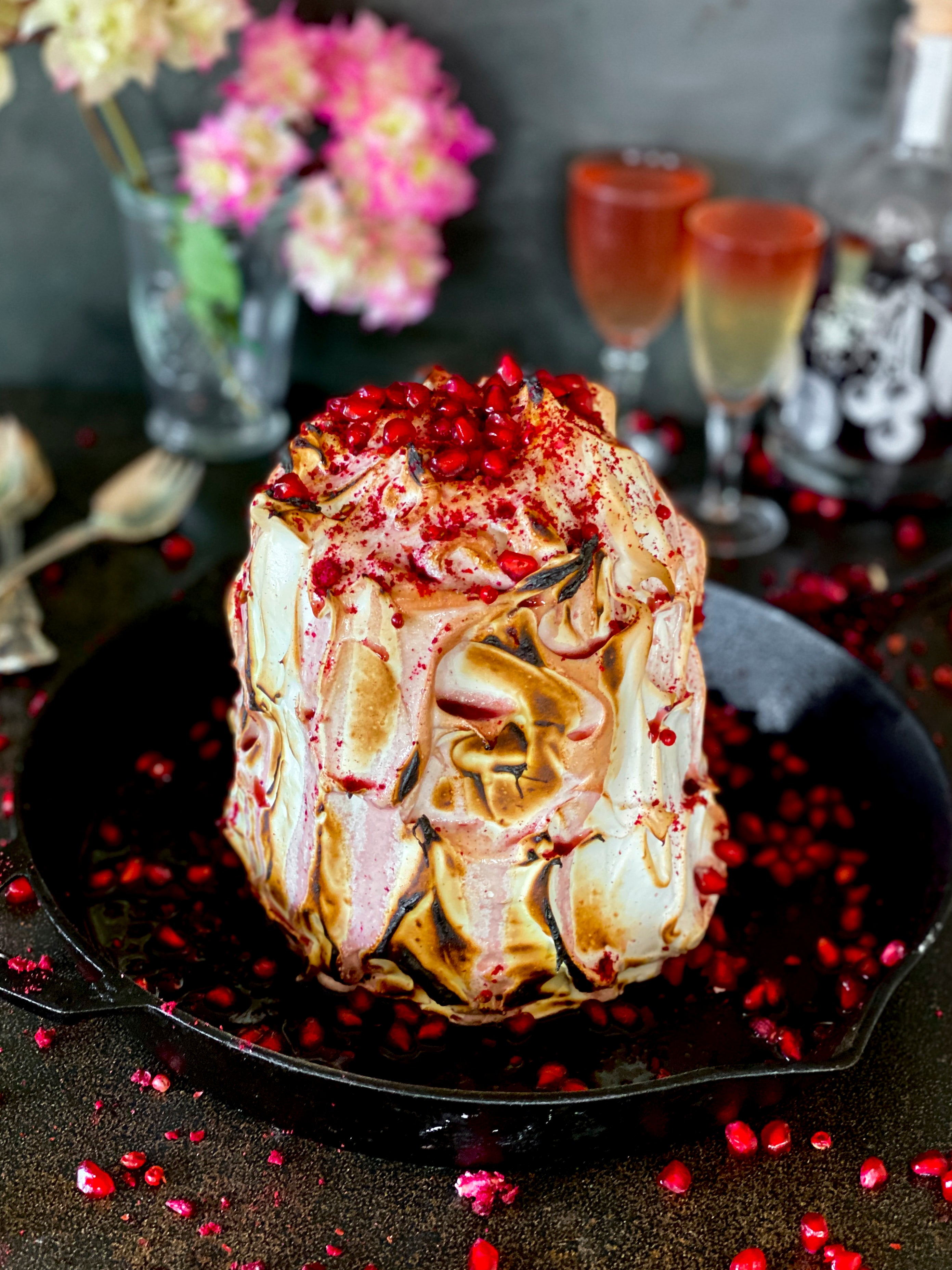 Quadruple Chocolate Baked Alaska Flambé