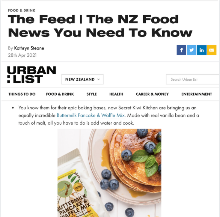 Secret Kiwi Kitchen's Buttermilk Pancake as seen in the Urban List: The Feed
