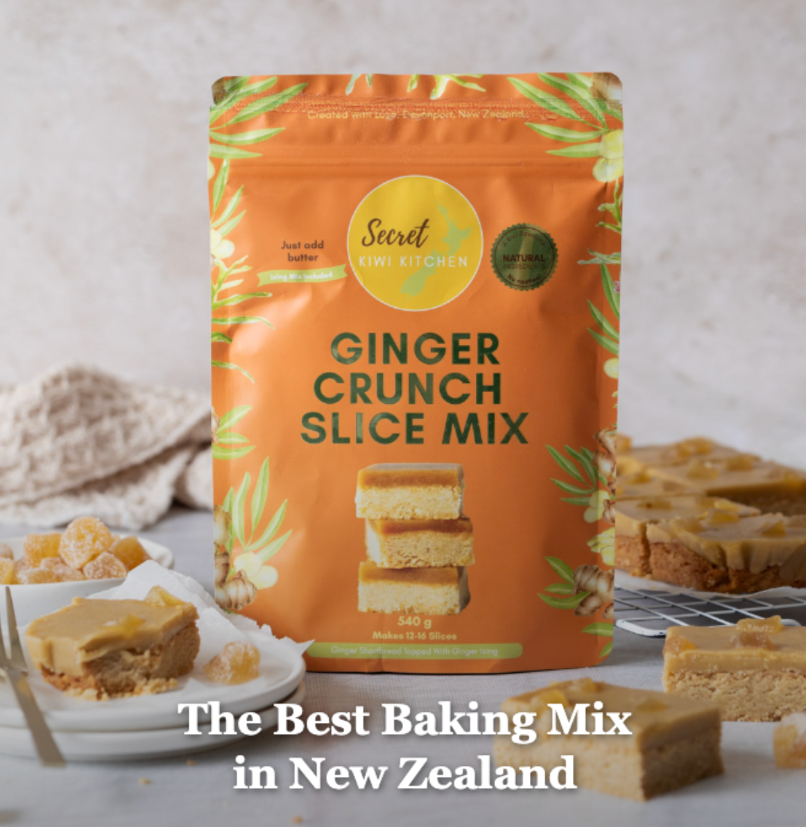 Secret Kiwi Kitchen Ginger Crunch Slice Mix — The Best Baking Mix in New Zealand